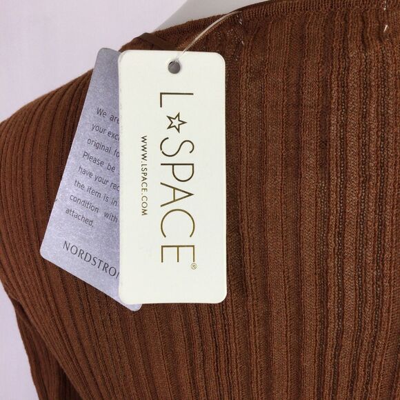 L*Space Wailea Linen Blend Long Sleeve Cover-Up Dress Coffee Size Small NWT - Picture 7 of 12